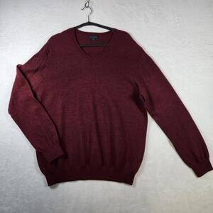 Banana‎ Republic Merino Wool V Neck Sweater Burgundy Mens Size XL